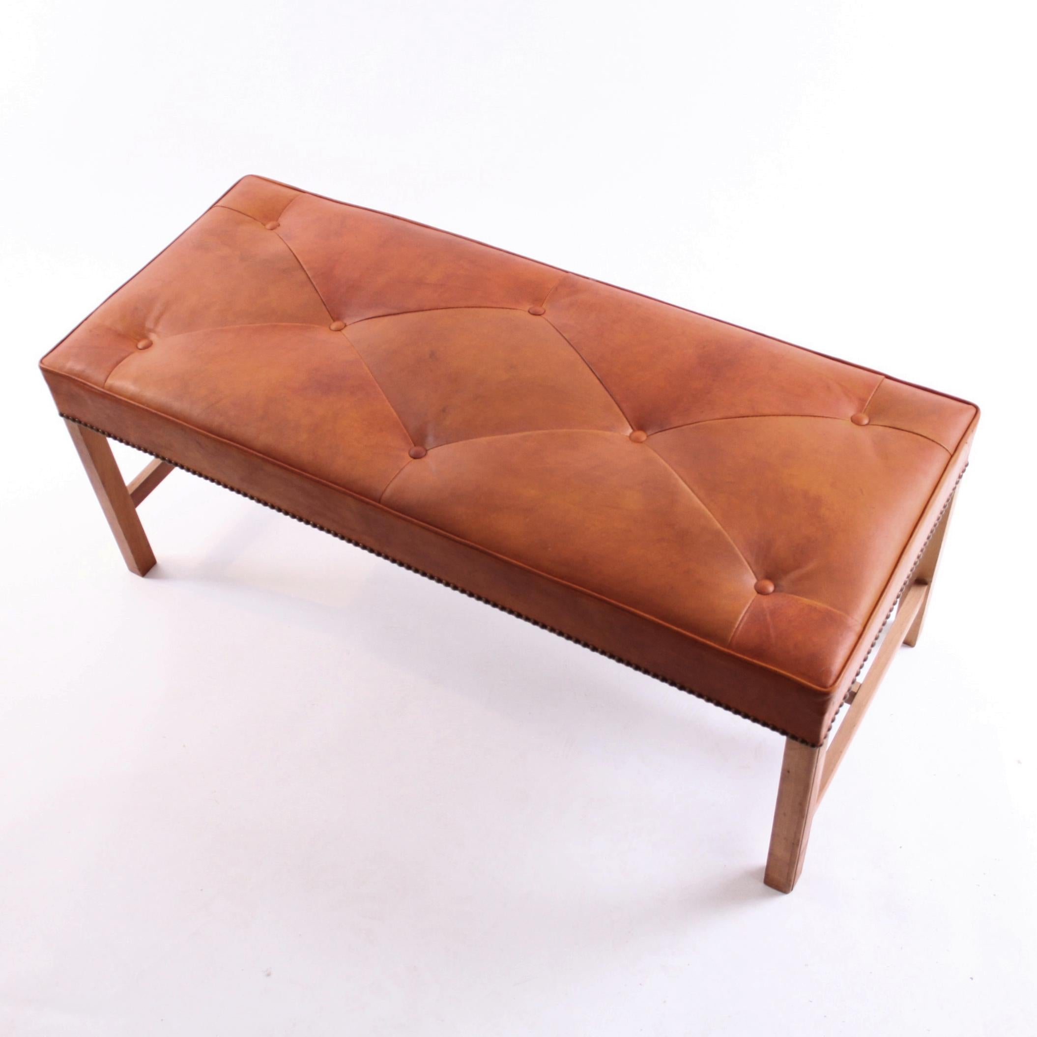 20th Century Pair of Josef Frank Benches, Mahogany and Niger leather, 1950s
