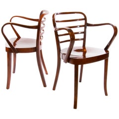 Pair of Josef Frank Bentwod Dinner Armchairs No A 665 F for Thonet, 1935