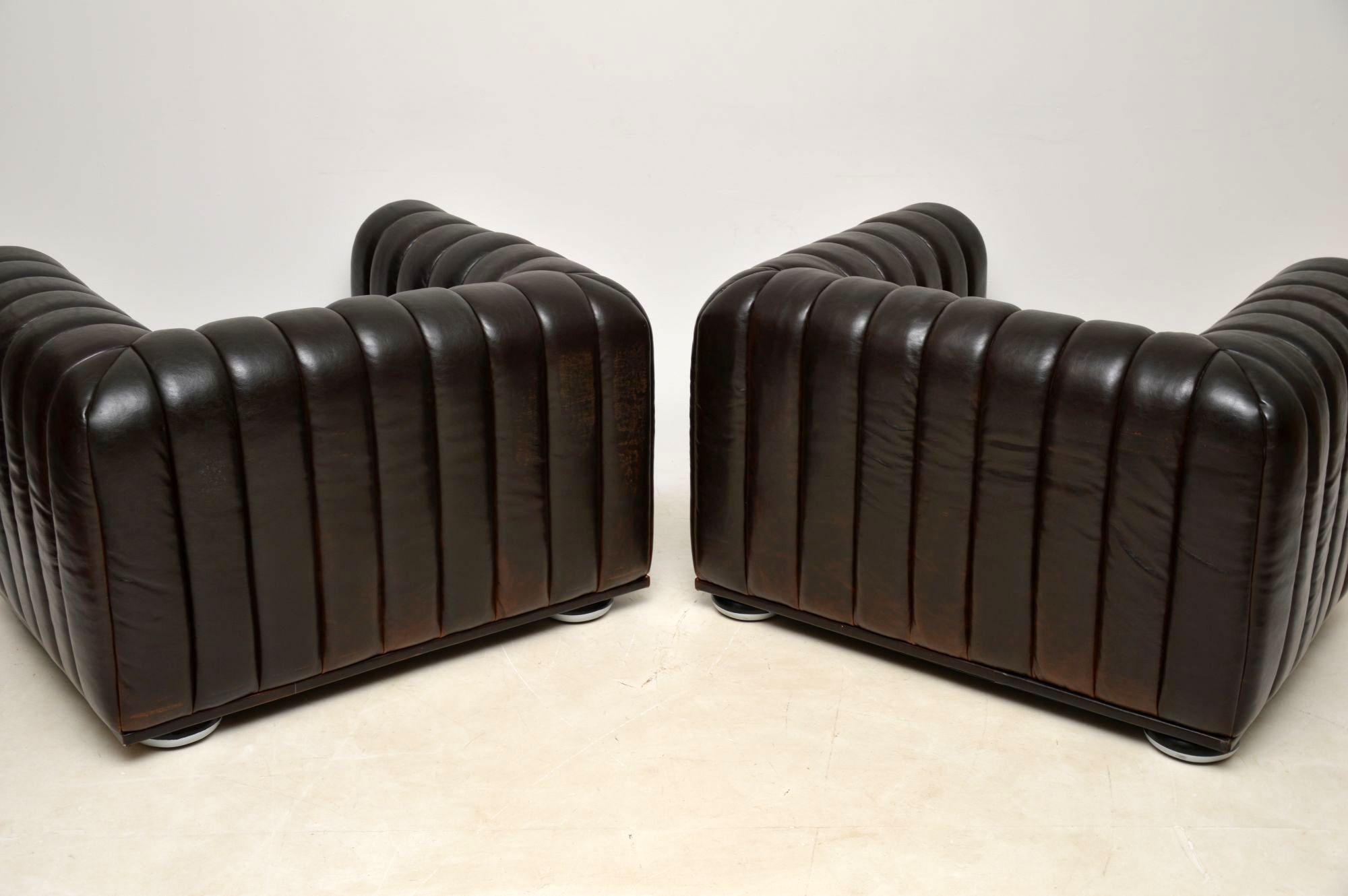 Late 20th Century Pair of Josef Hoffman Club 1910 Leather Armchairs