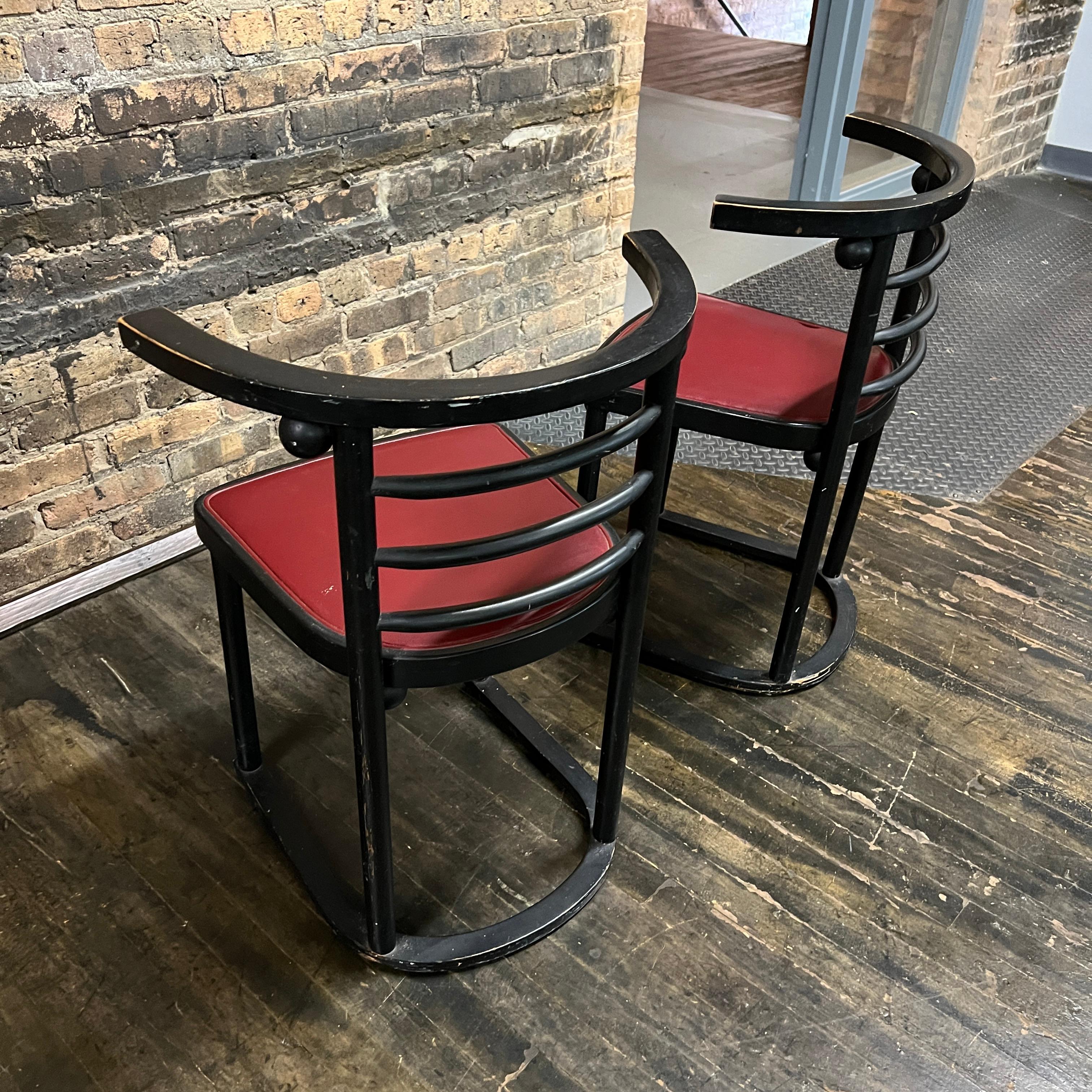 Paire de chaises Fledermaus de Josef Hoffman style 728 par Thonet Bon état - En vente à Chicago, IL