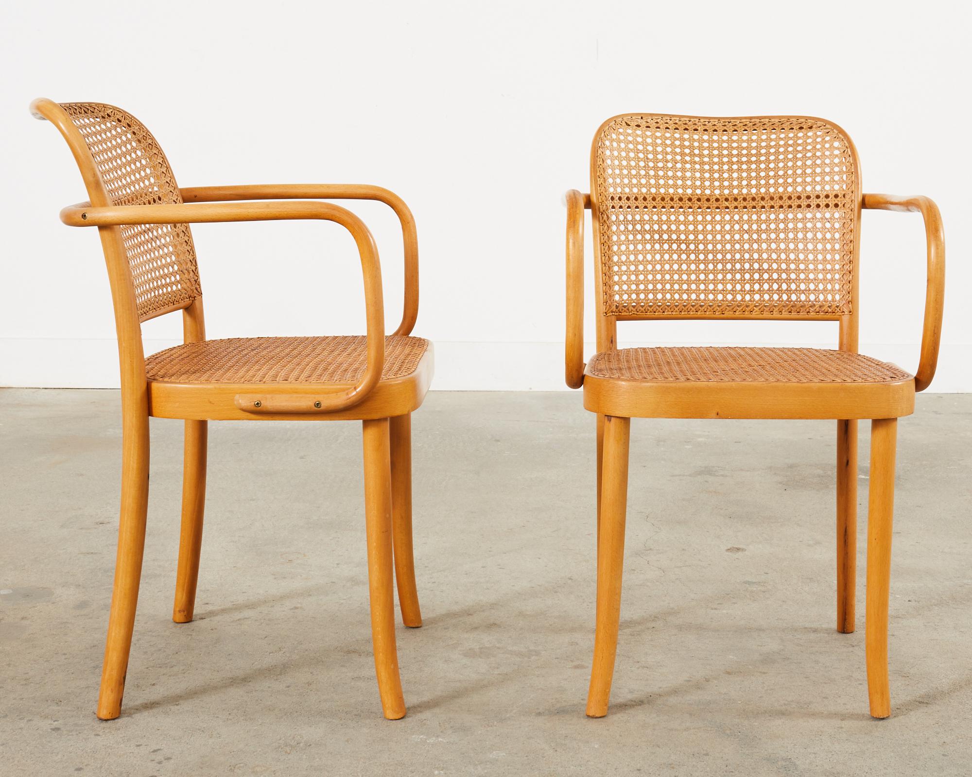 Pair of Josef Hoffman for Thonet Prague Bentwood Dining Chairs  For Sale 4