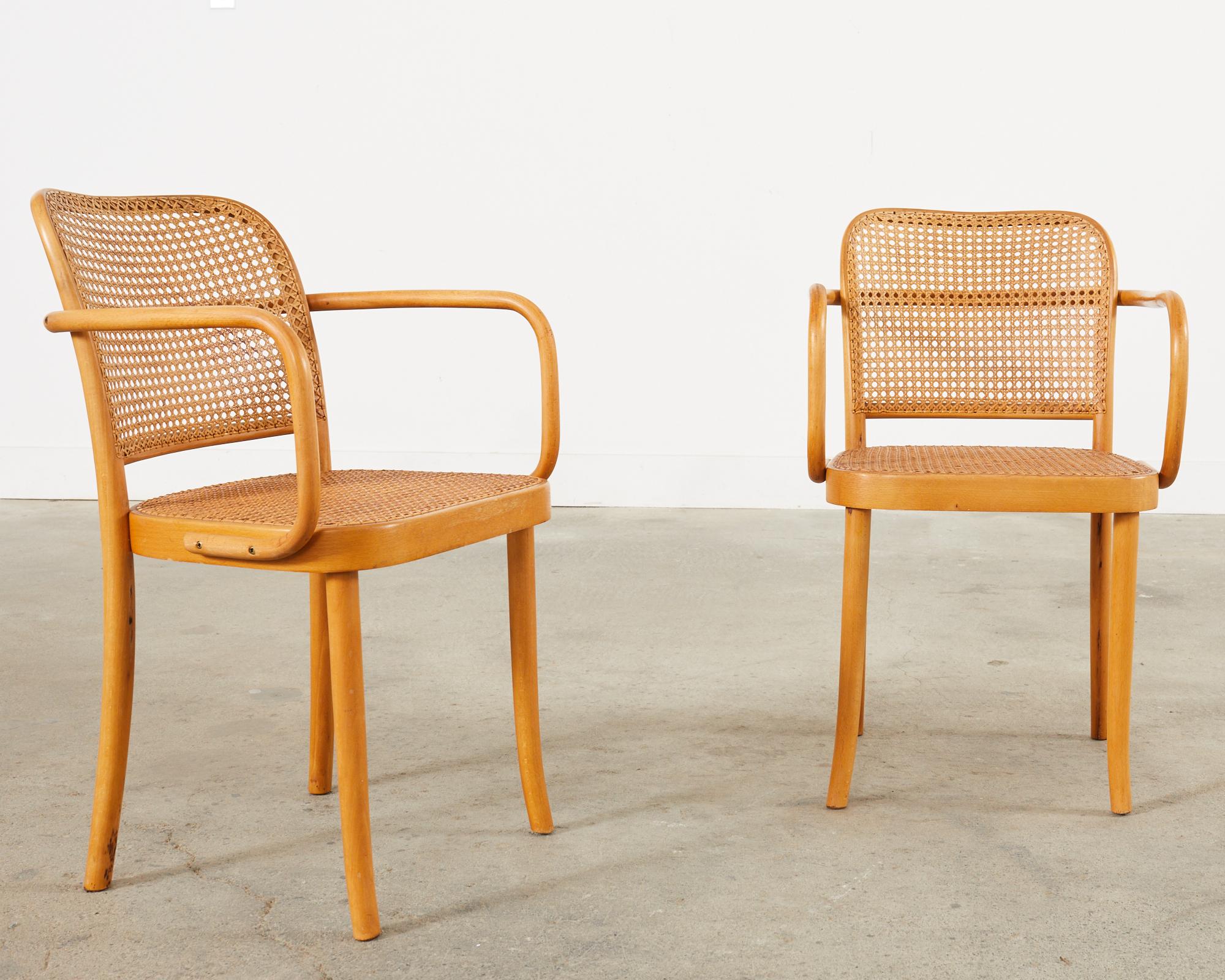 Pair of Josef Hoffman for Thonet Prague Bentwood Dining Chairs  For Sale 5