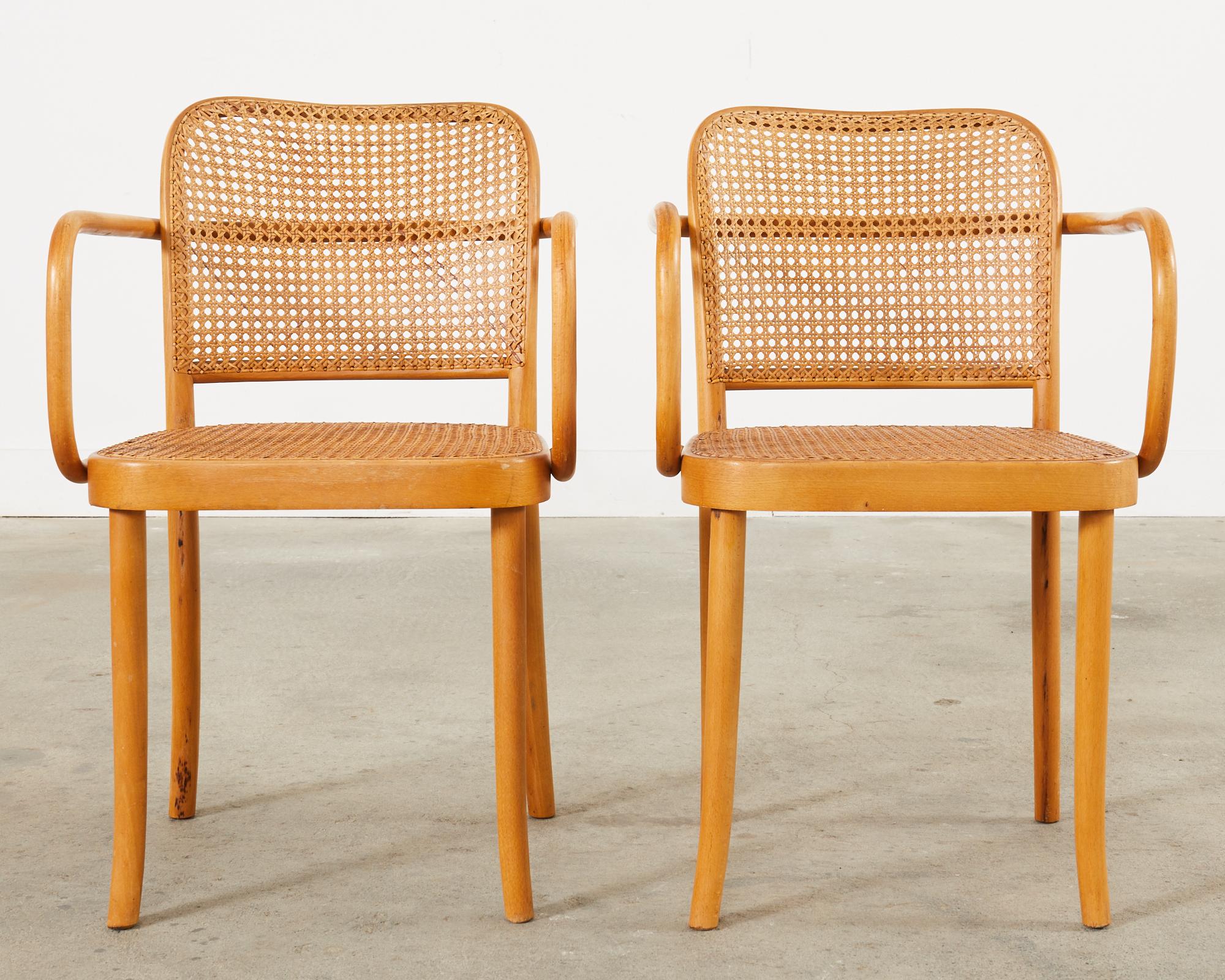 Art Nouveau Pair of Josef Hoffman for Thonet Prague Bentwood Dining Chairs  For Sale