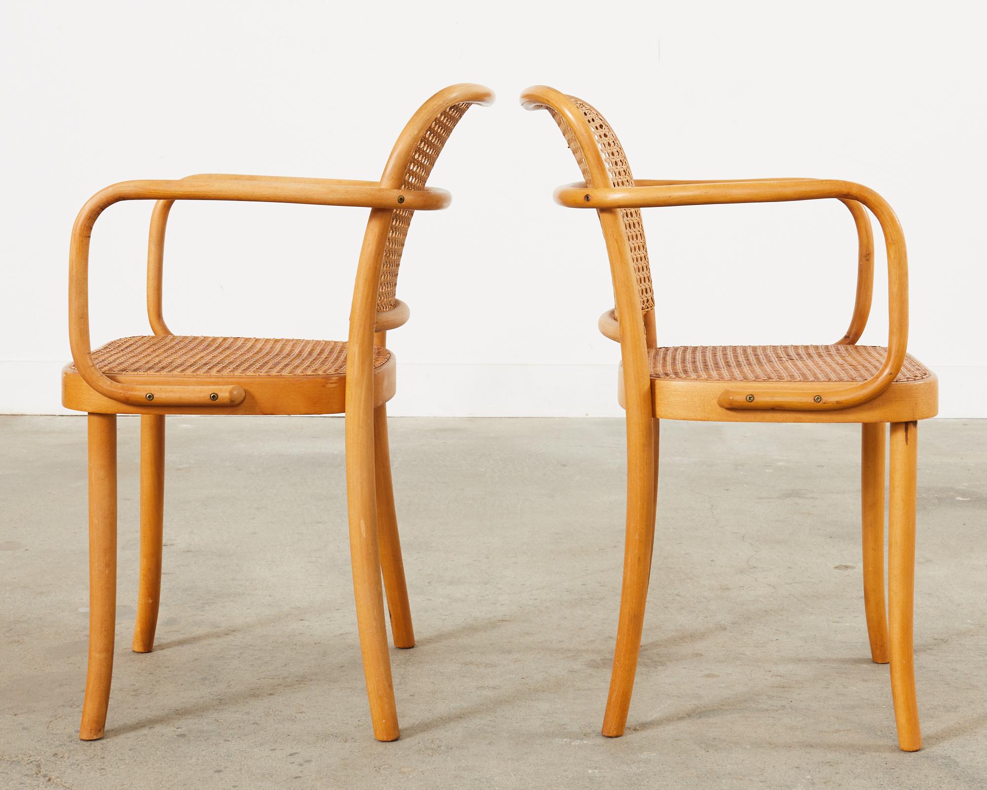 Pair of Josef Hoffman for Thonet Prague Bentwood Dining Chairs  For Sale 1