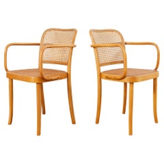 Paire de chaises de salle à manger en bois cintré Josef Hoffman pour Thonet Prague 
