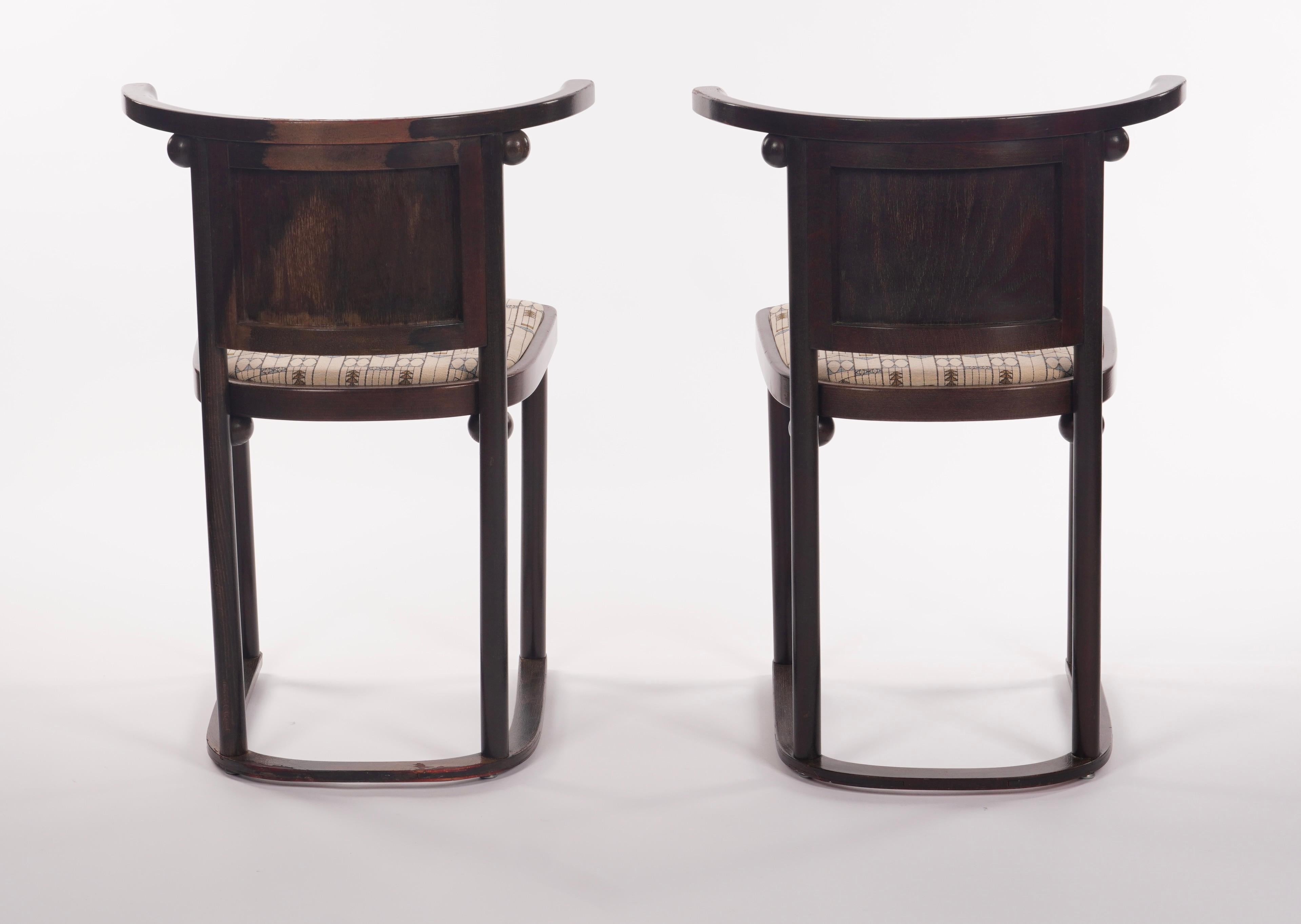 Austrian Pair of Josef Hoffmann Fledermaus Side / Dinning Chairs by Wittmann of Austria For Sale