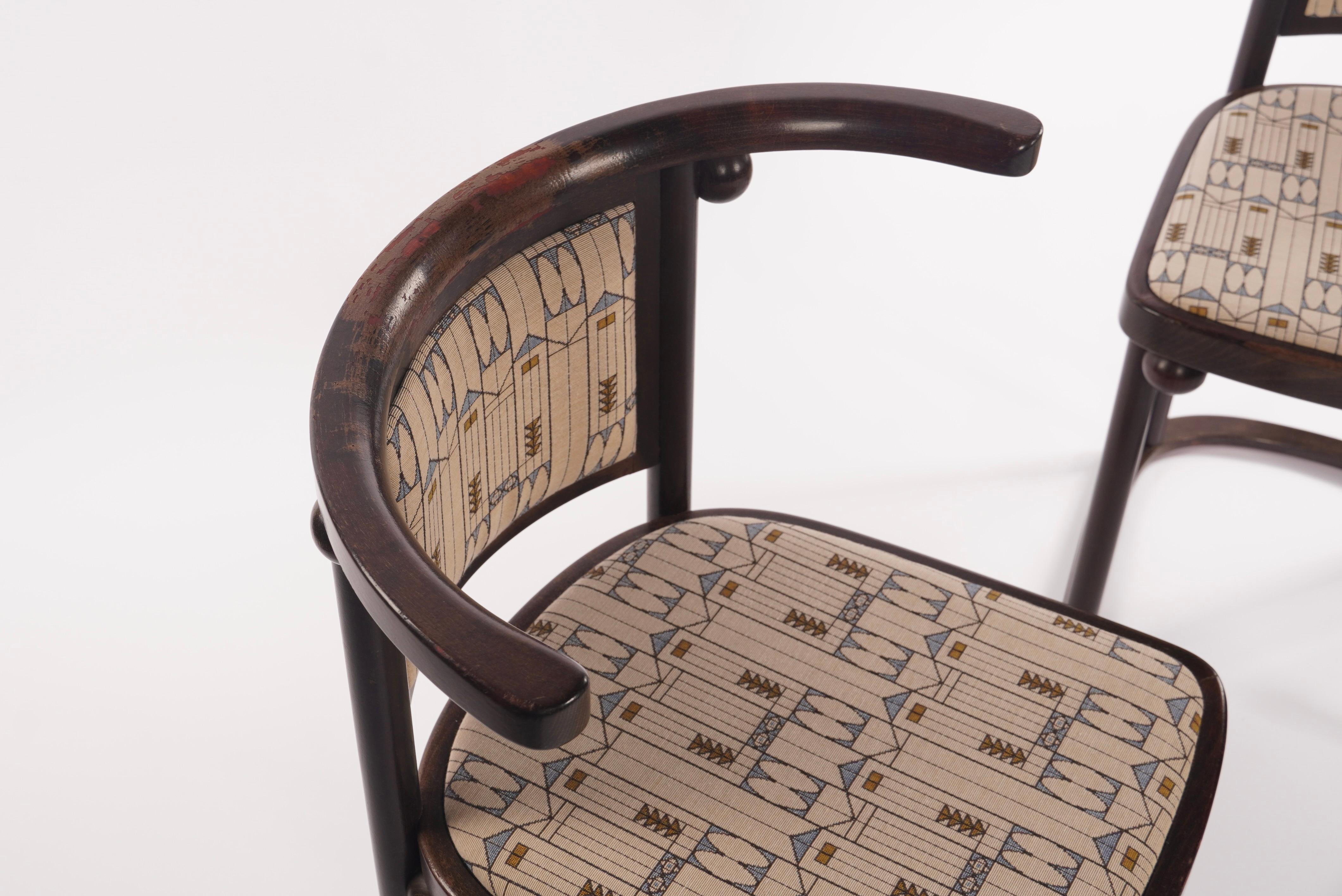 Pair of Josef Hoffmann Fledermaus Side / Dinning Chairs by Wittmann of Austria In Good Condition For Sale In Oakland, CA