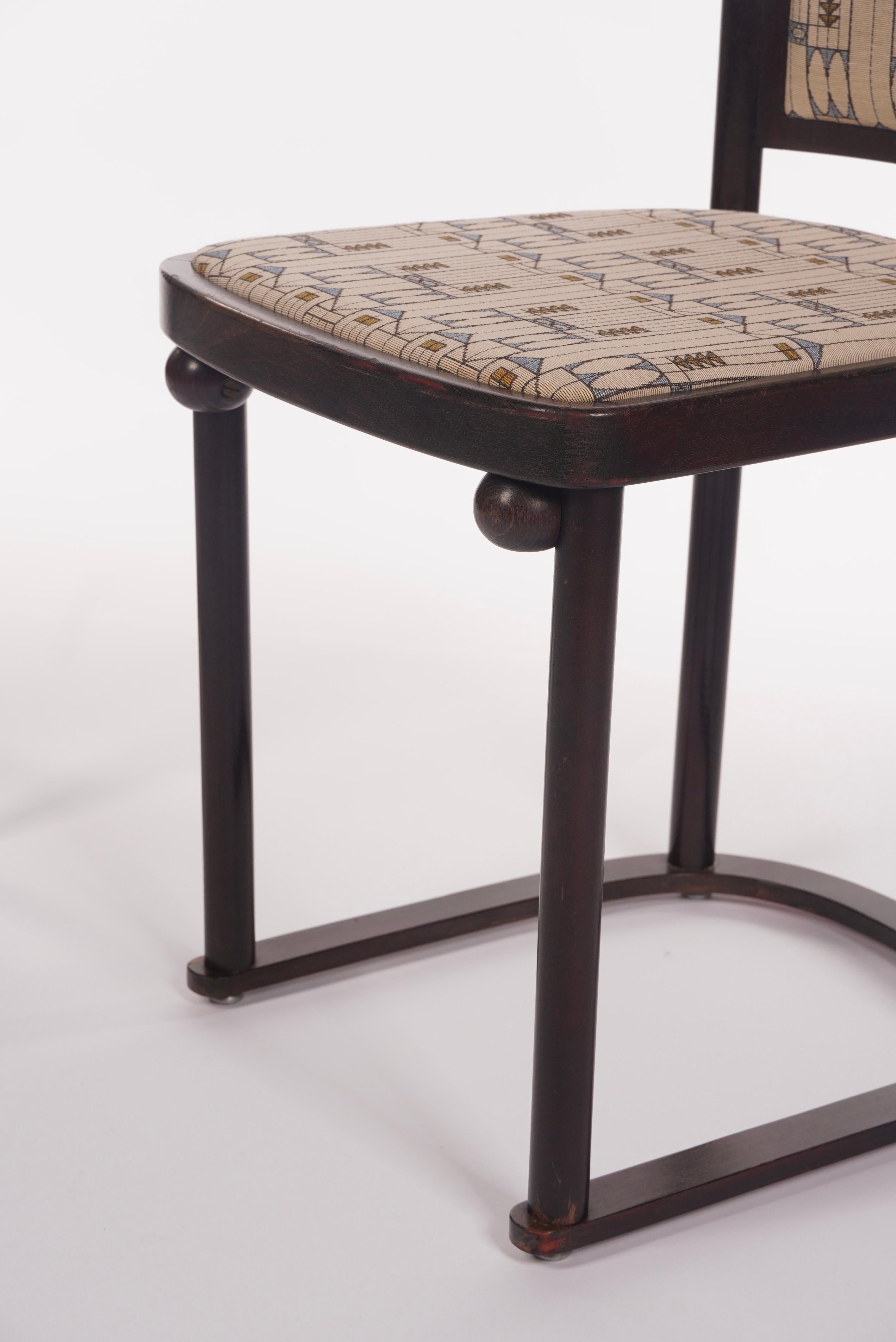 Fabric Pair of Josef Hoffmann Fledermaus Side / Dinning Chairs by Wittmann of Austria For Sale