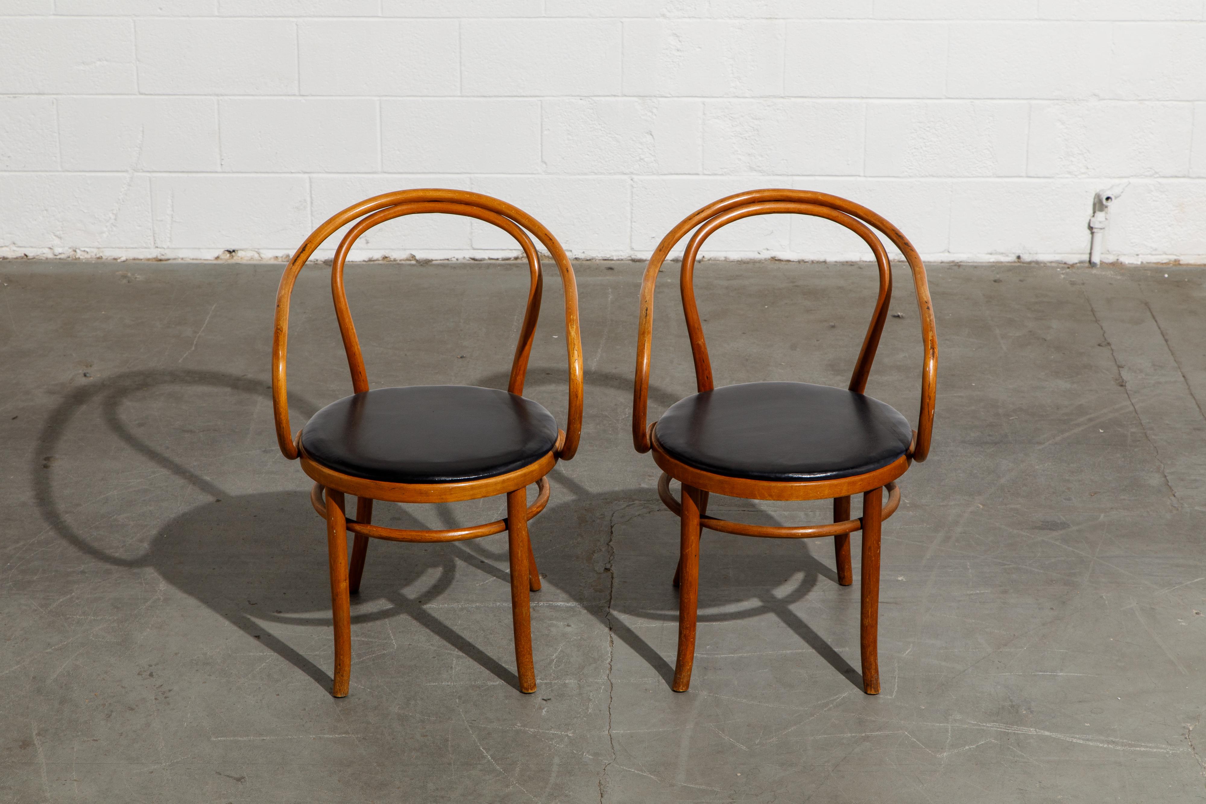 Mid-Century Modern Pair of Josef Hoffmann for Thonet Bentwood Armchairs, Signed