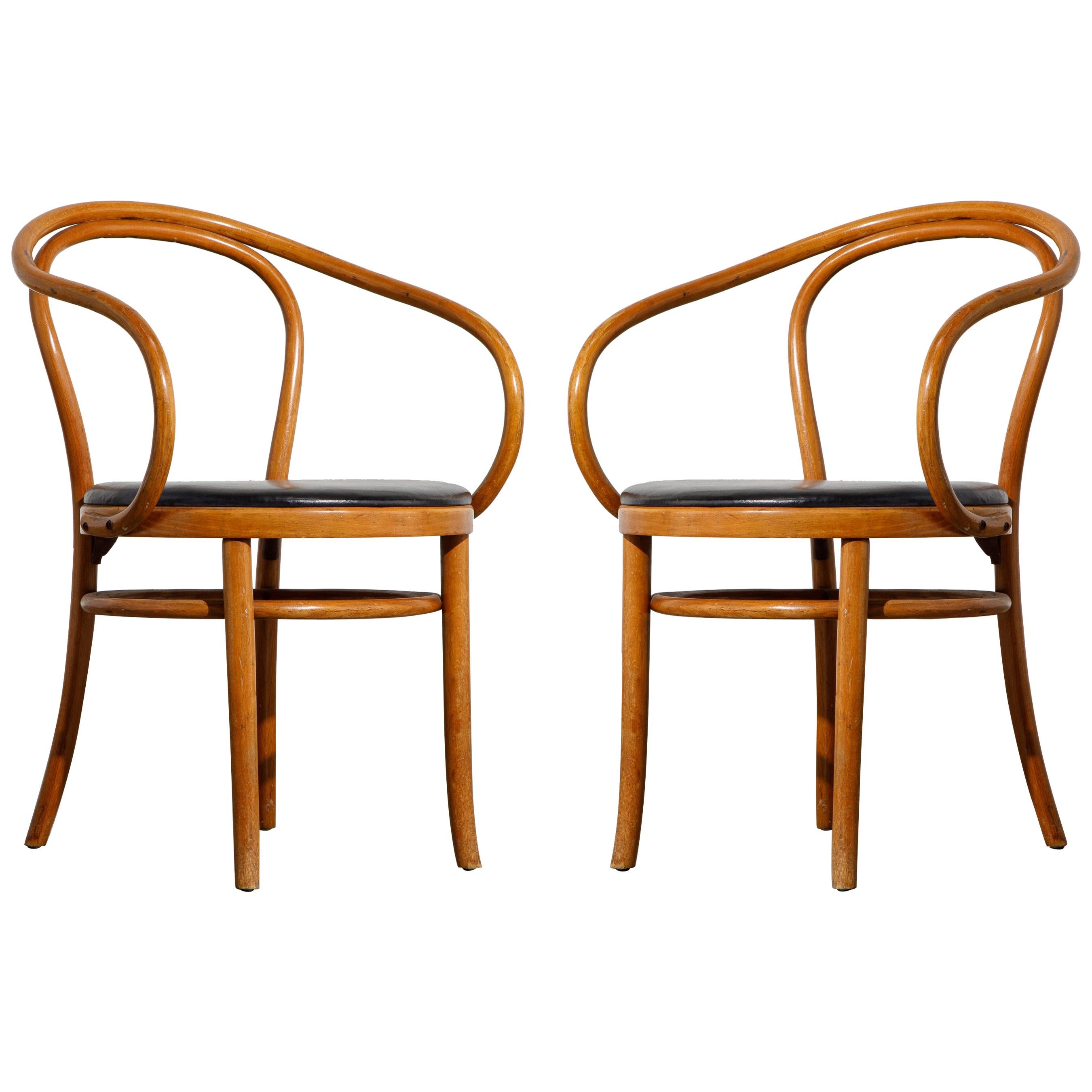 Pair of Josef Hoffmann for Thonet Bentwood Armchairs, Signed