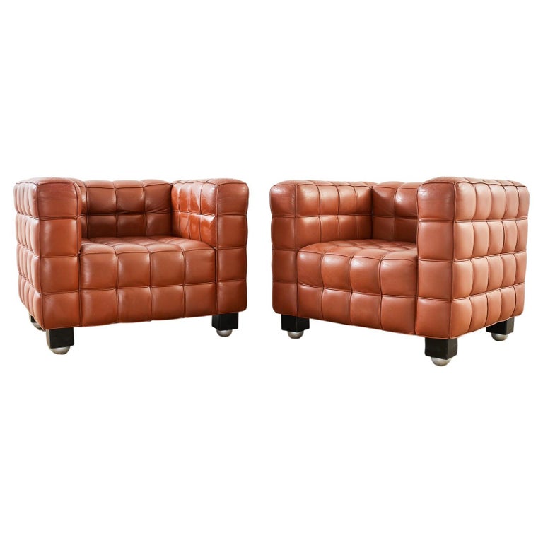 Pair of Josef Hoffmann Leather Kubus Armchairs by Wittmann For Sale at  1stDibs