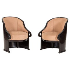 Antique Pair of Josef Hoffmann Vienna Secession Beech Club Chair, about 1913