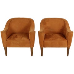 Pair of Josef Hoffmann Villa Gallia Style Tube Lounge Armchairs