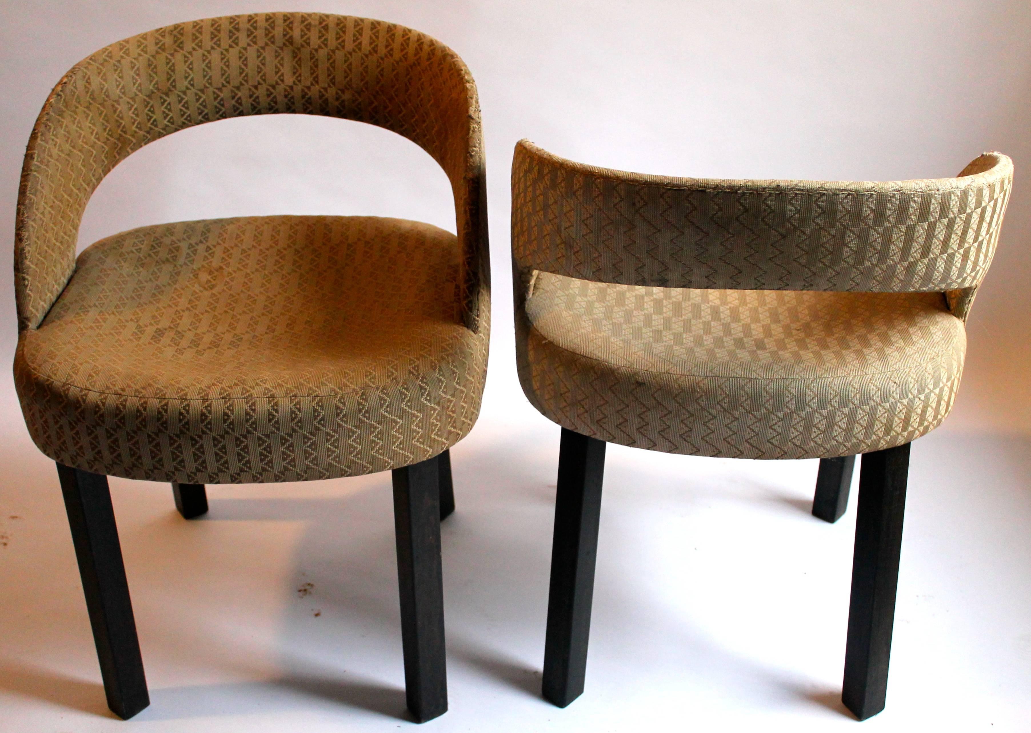 Wood Pair of Josef Hoffmann Wiener Werkstätte Upholstered Side Chairs Original Fabric