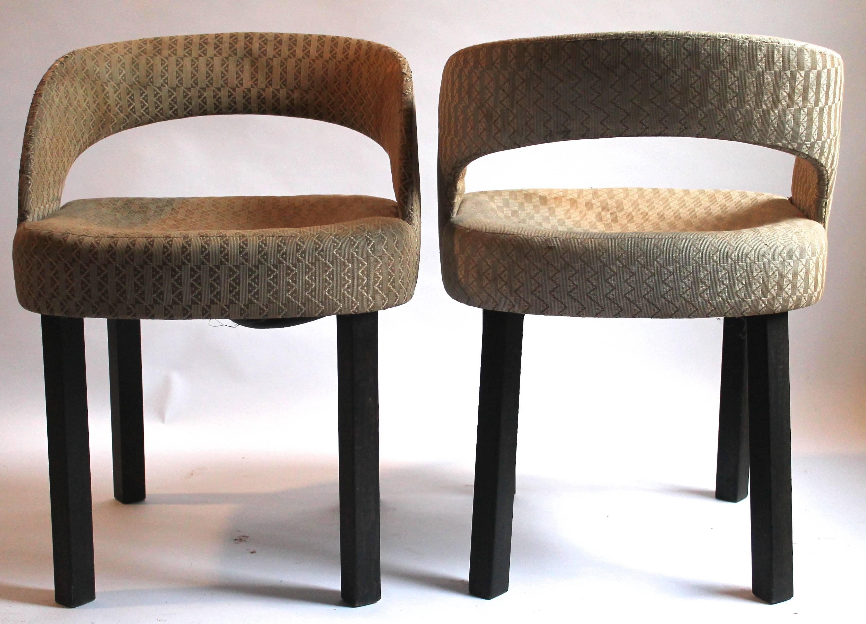 Pair of Josef Hoffmann Wiener Werkstätte Upholstered Side Chairs Original Fabric In Good Condition In Sharon, CT