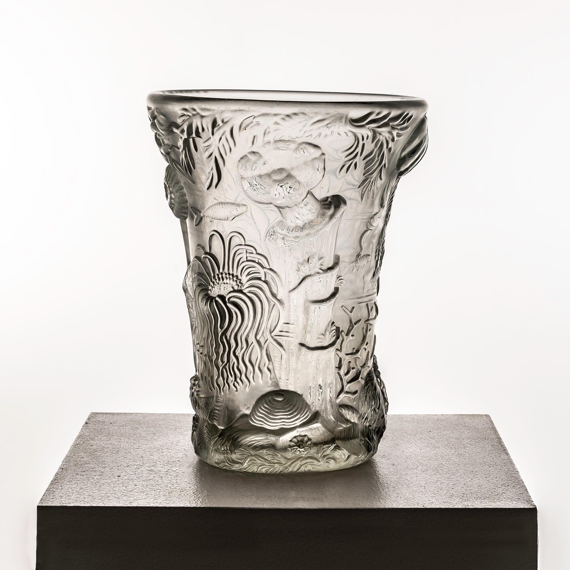 Paar Vasen mit Meeresbewohnern aus Glas von Josef Inwald für Barolac, 1960er Jahre im Angebot 4