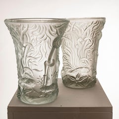 Pair of Josef Inwald Glass Marine Life Vases for Barolac, 1960s