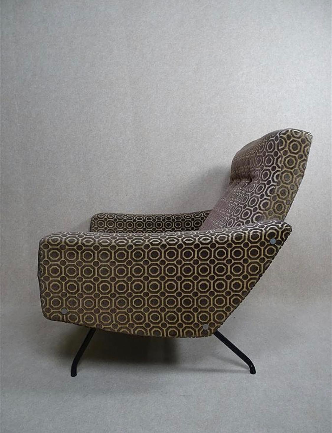 Mid-Century Modern Pair of Joseph Andre Motte armchairs, Steiner Edition, France, 1955 For Sale