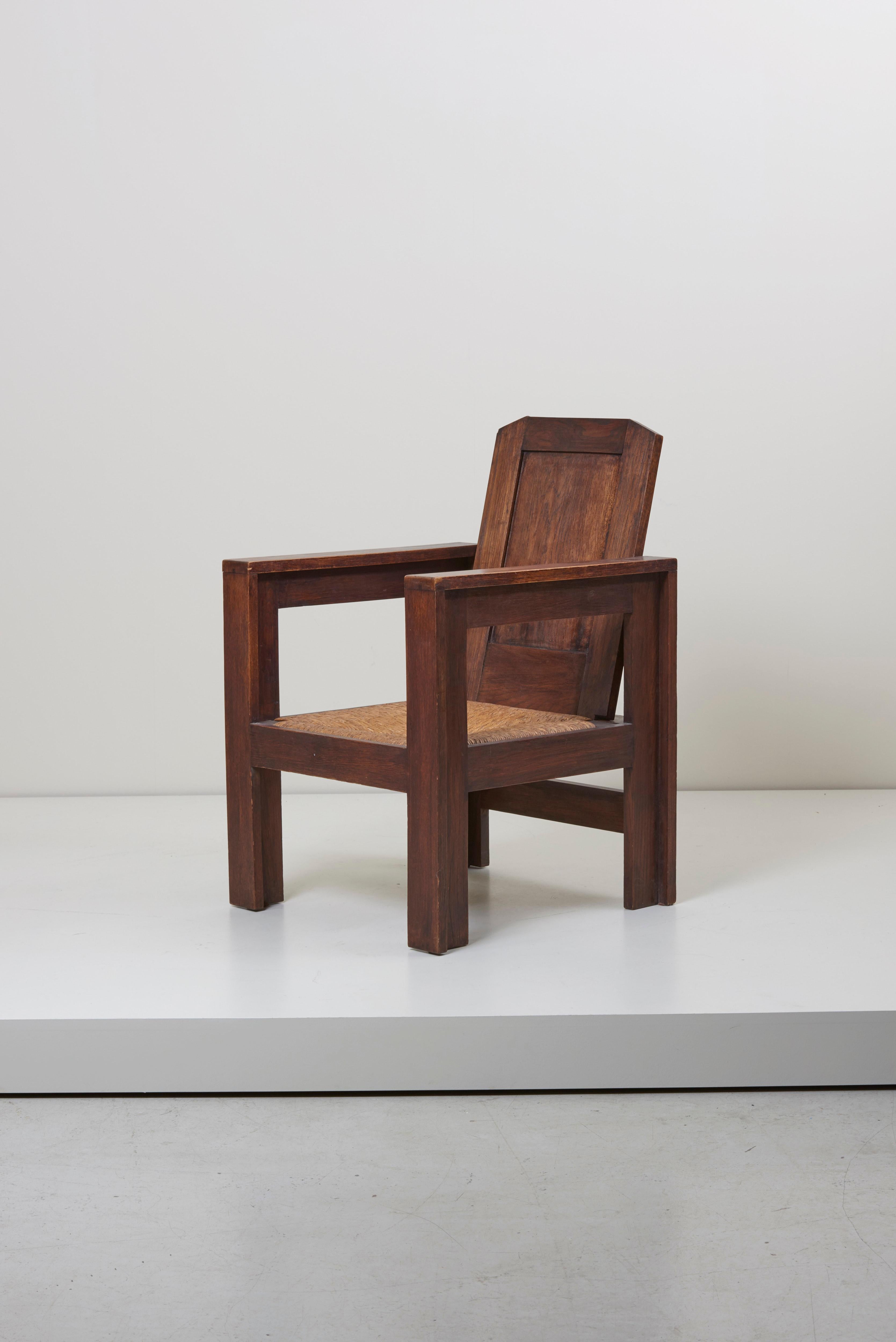 Mid-Century Modern Paire de fauteuils de salon Joseph Savina en chêne, France, années 1940