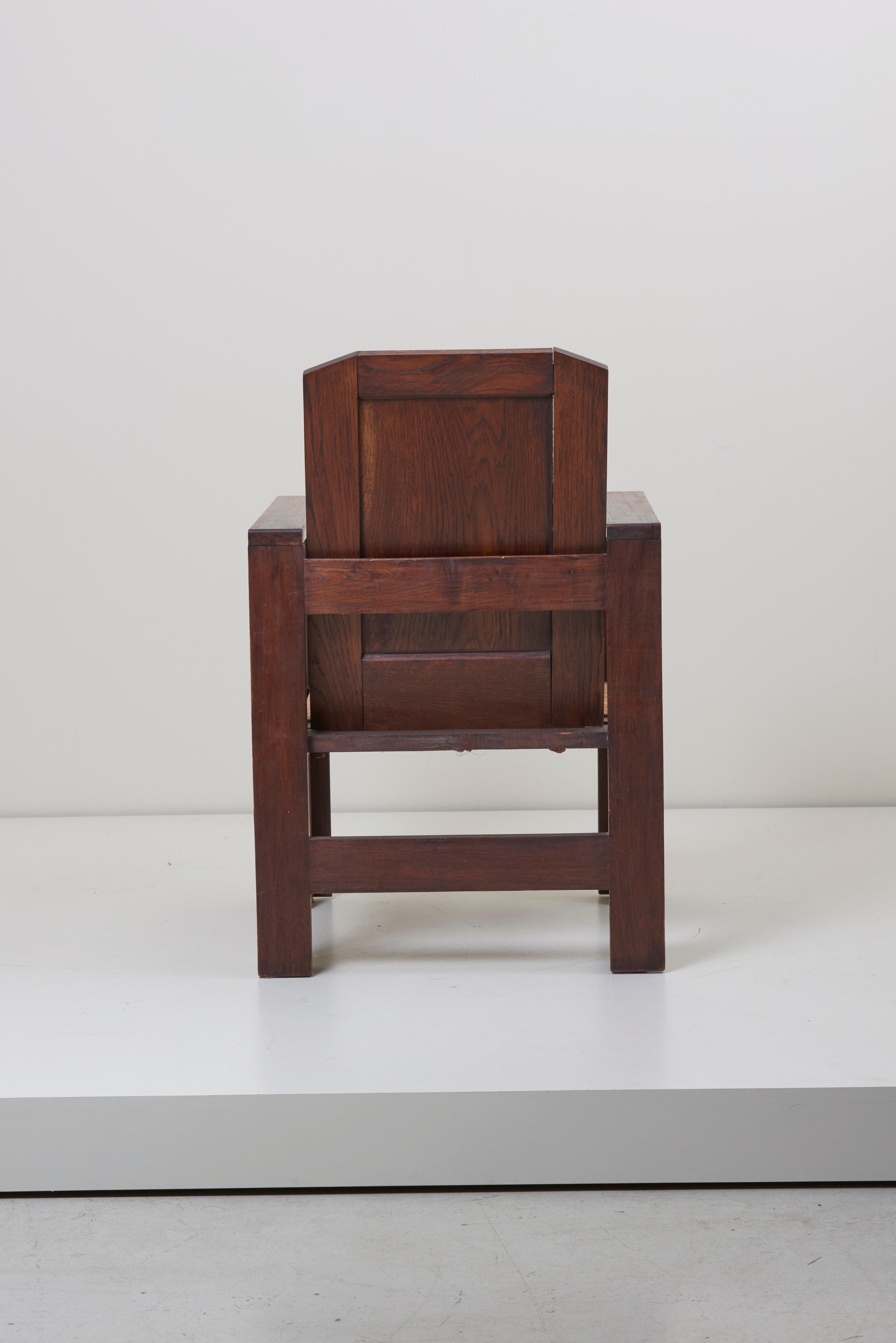 Toile de ramie Paire de fauteuils de salon Joseph Savina en chêne, France, années 1940