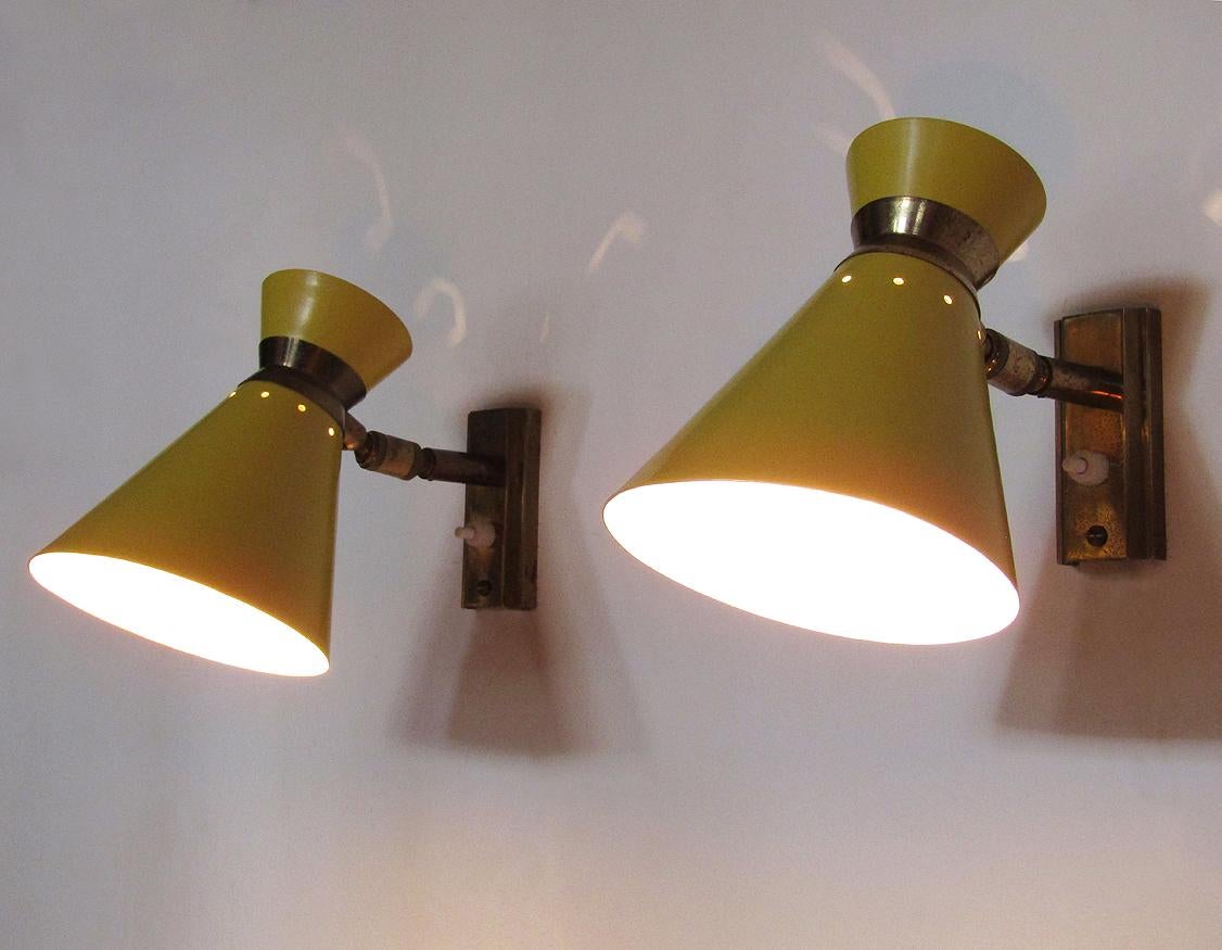 Pair of Joyful French 1950s Wall Lights by Rene Mathieu For Sale 3