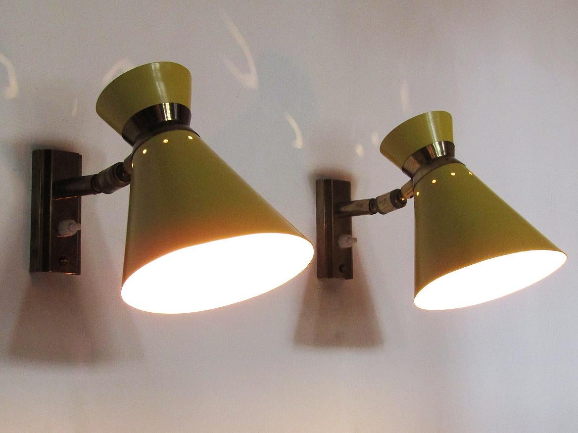 Pair of Joyful French 1950s Wall Lights by Rene Mathieu For Sale 2