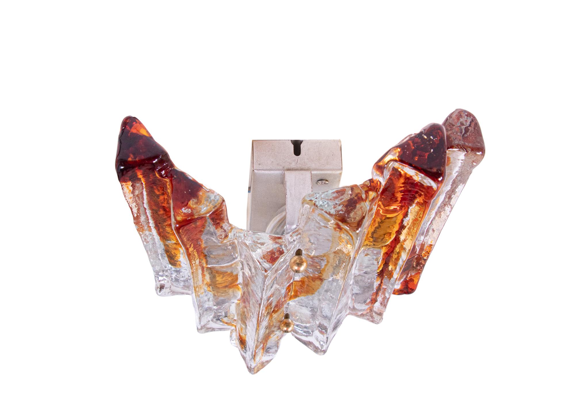 Paar von J.T. Kalmar Bernstein Murano Lava Wandleuchter Glas & Messing, Österreich 1960s (Österreichisch) im Angebot