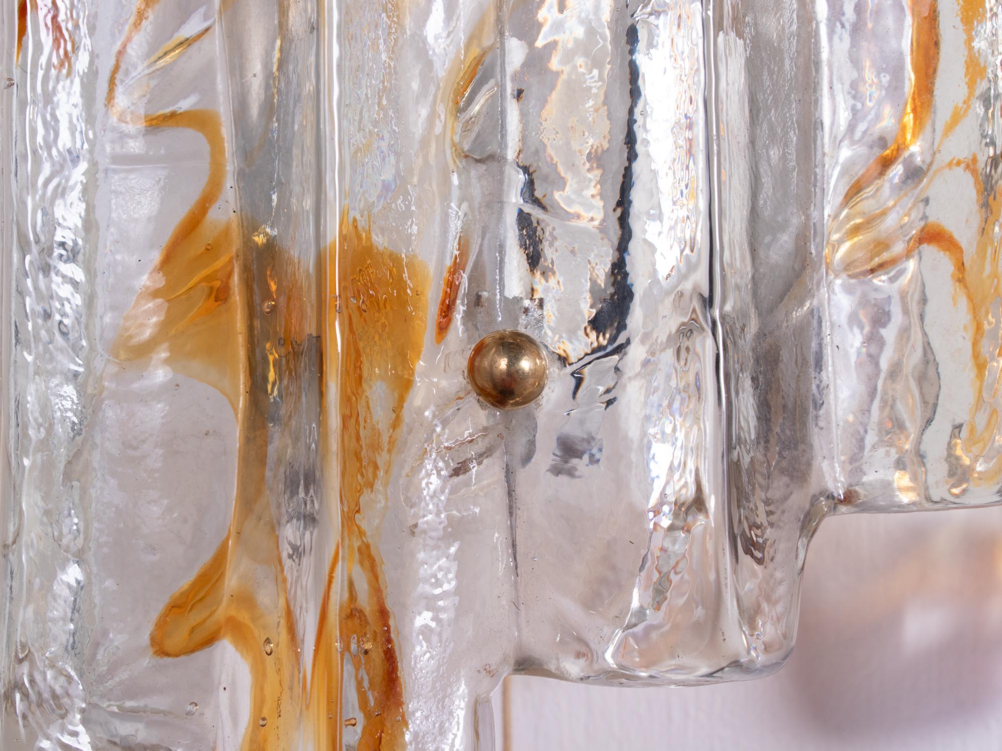 Paar von J.T. Kalmar Bernstein Murano Lava Wandleuchter Glas & Messing, Österreich 1960s (Mitte des 20. Jahrhunderts) im Angebot