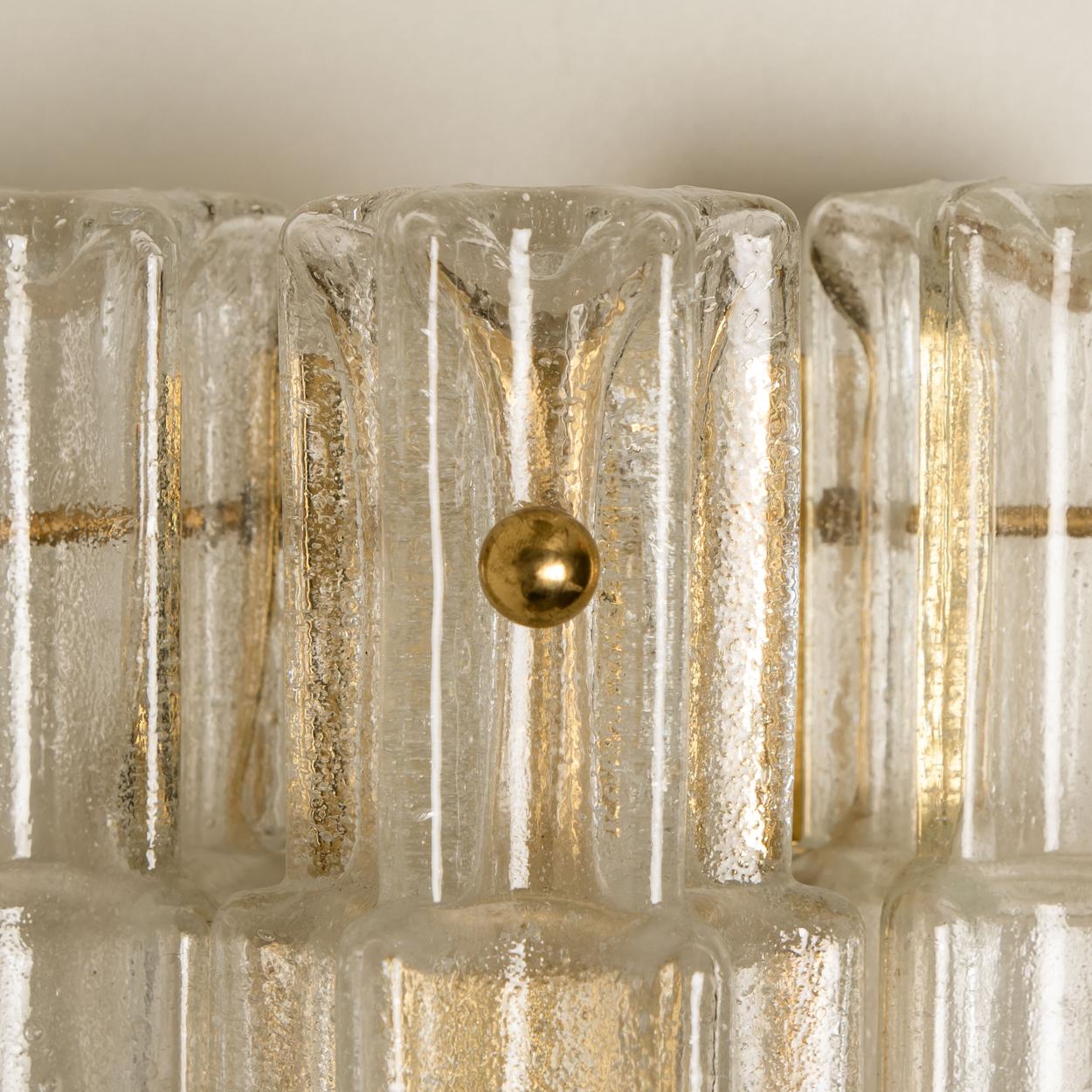 Pair of J.T Kalmar Clear Glass and Brass Wall Lights, Austria, 1960 5