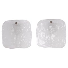 Pair of J.T. Kalmar Frosted Glass Panel Wall Lights Austria, 1960s