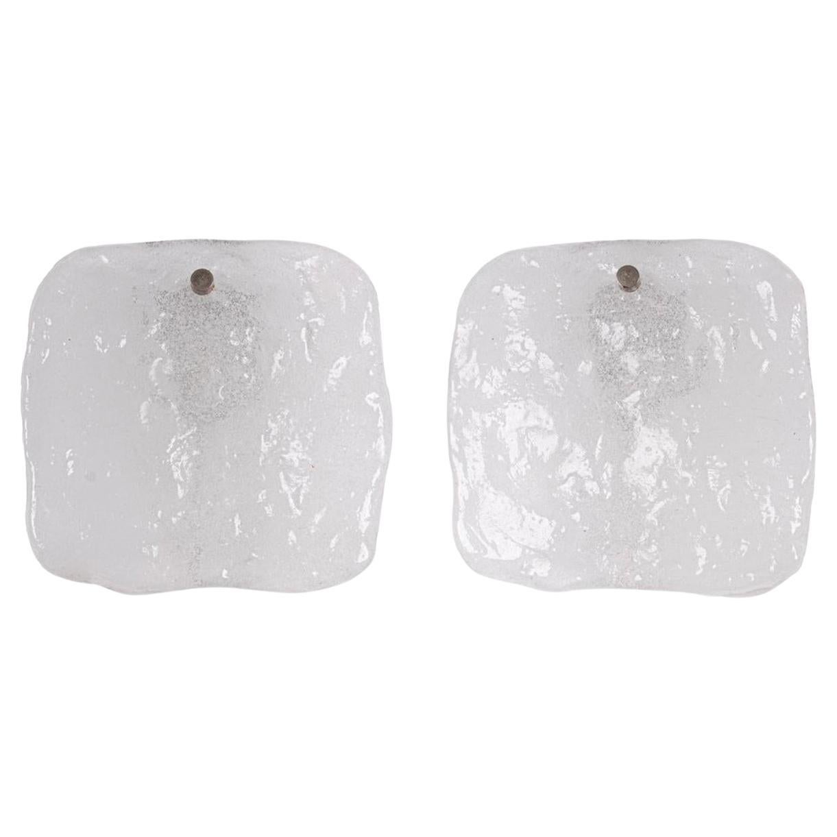 Paar von J.T. Kalmar Frosted Glass Panel Wall Lights Österreich, 1960er Jahre