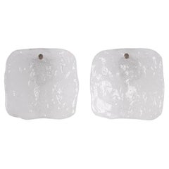 Pair of J.T. Kalmar Frosted Glass Panel Wall Lights Austria, 1960s