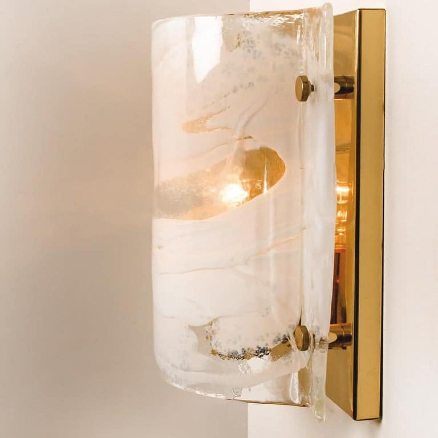Paar von J.T. Kalmar-Wandleuchter aus Muranoglas und Messing, Österreich, 1960 im Angebot 4