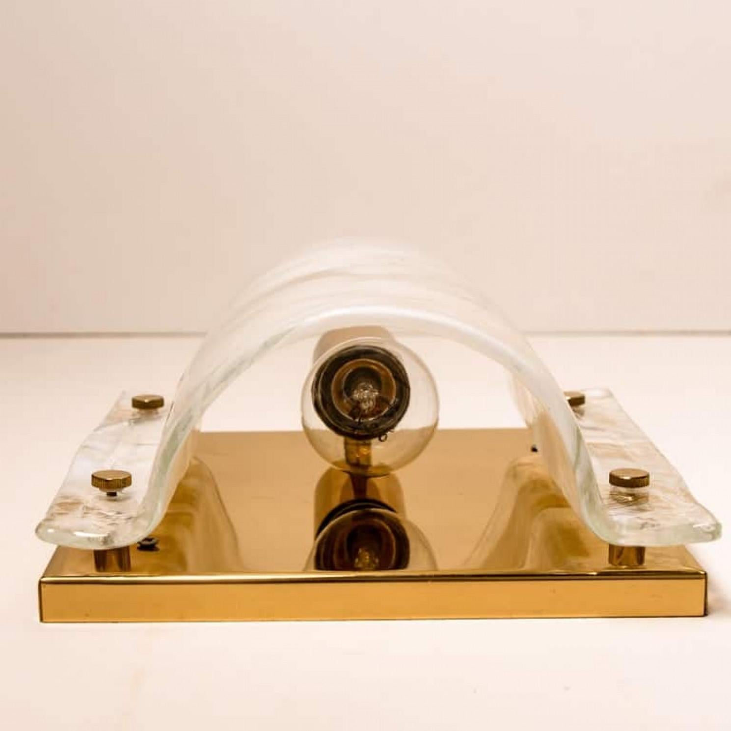 Paar von J.T. Kalmar-Wandleuchter aus Muranoglas und Messing, Österreich, 1960 im Angebot 6