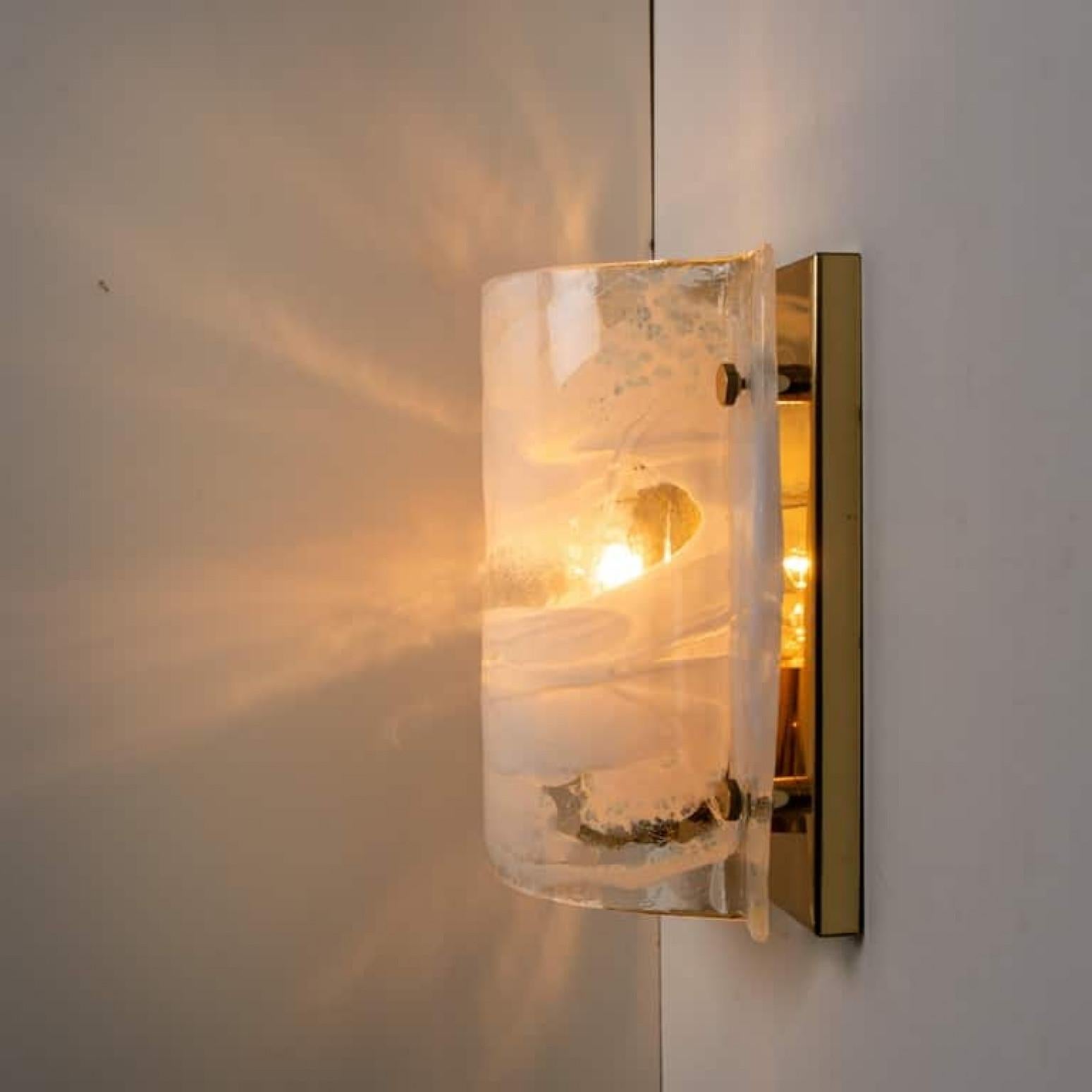 Pair of J.T. Kalmar of Murano Glass Brass Sconces, Austria, 1960 For Sale 8