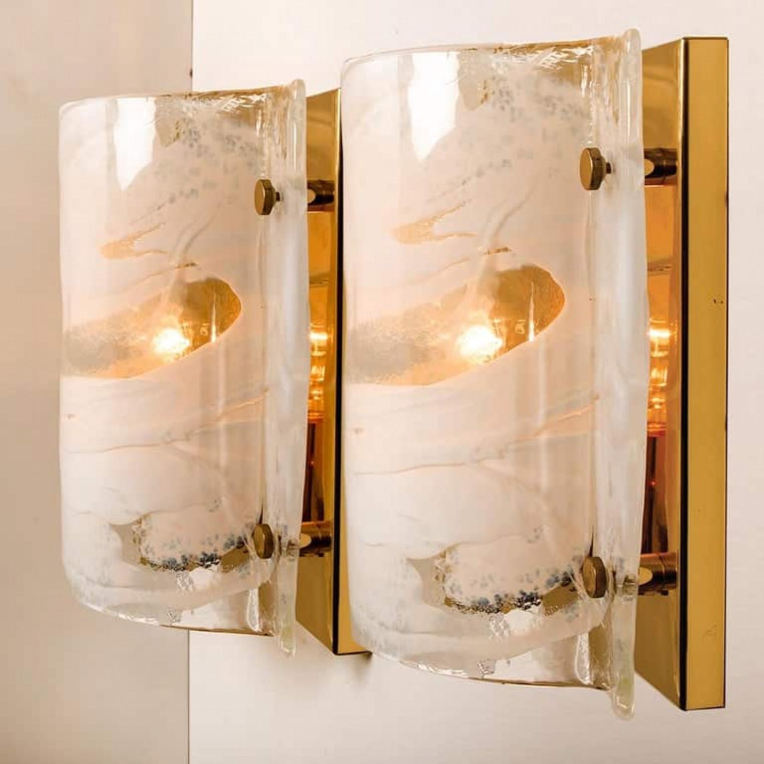Other Pair of J.T. Kalmar of Murano Glass Brass Sconces, Austria, 1960 For Sale