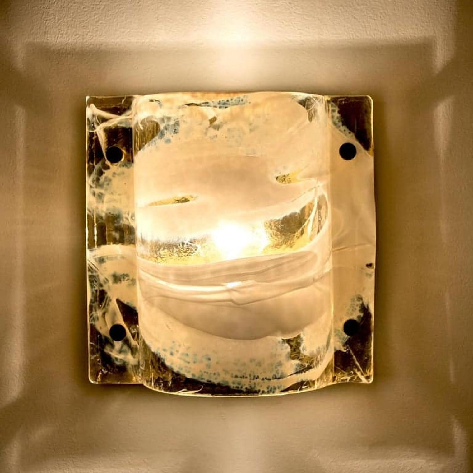 Pair of J.T. Kalmar of Murano Glass Brass Sconces, Austria, 1960 For Sale 1