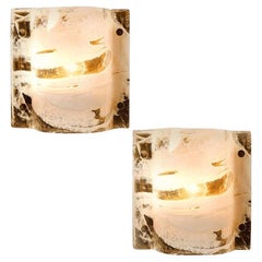 Pair of J.T. Kalmar of Murano Glass Brass Sconces, Austria, 1960
