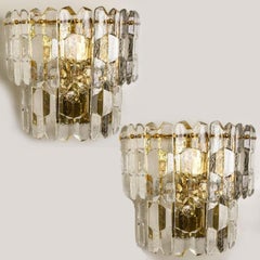 Pair of J.T. Kalmar 'Palazzo' Wall Light Fixtures Gilt Brass and Glass