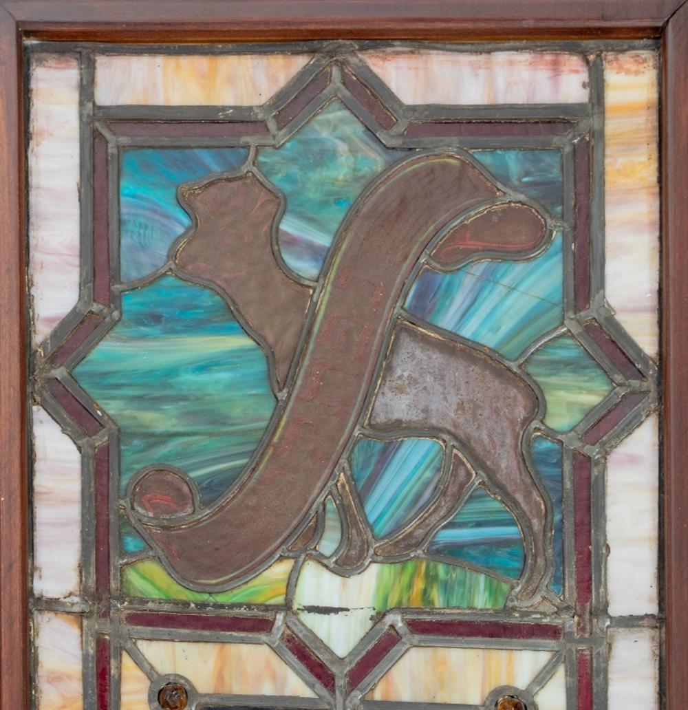 XX secolo Coppia di pannelli per finestra in vetro colorato al piombo Judaica