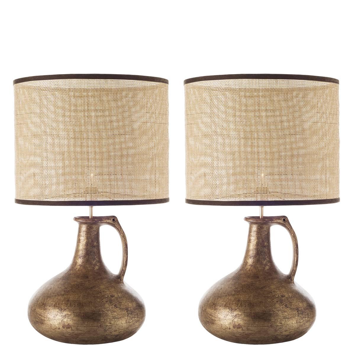 Pair of Jug Ceramic Table Lamps For Sale
