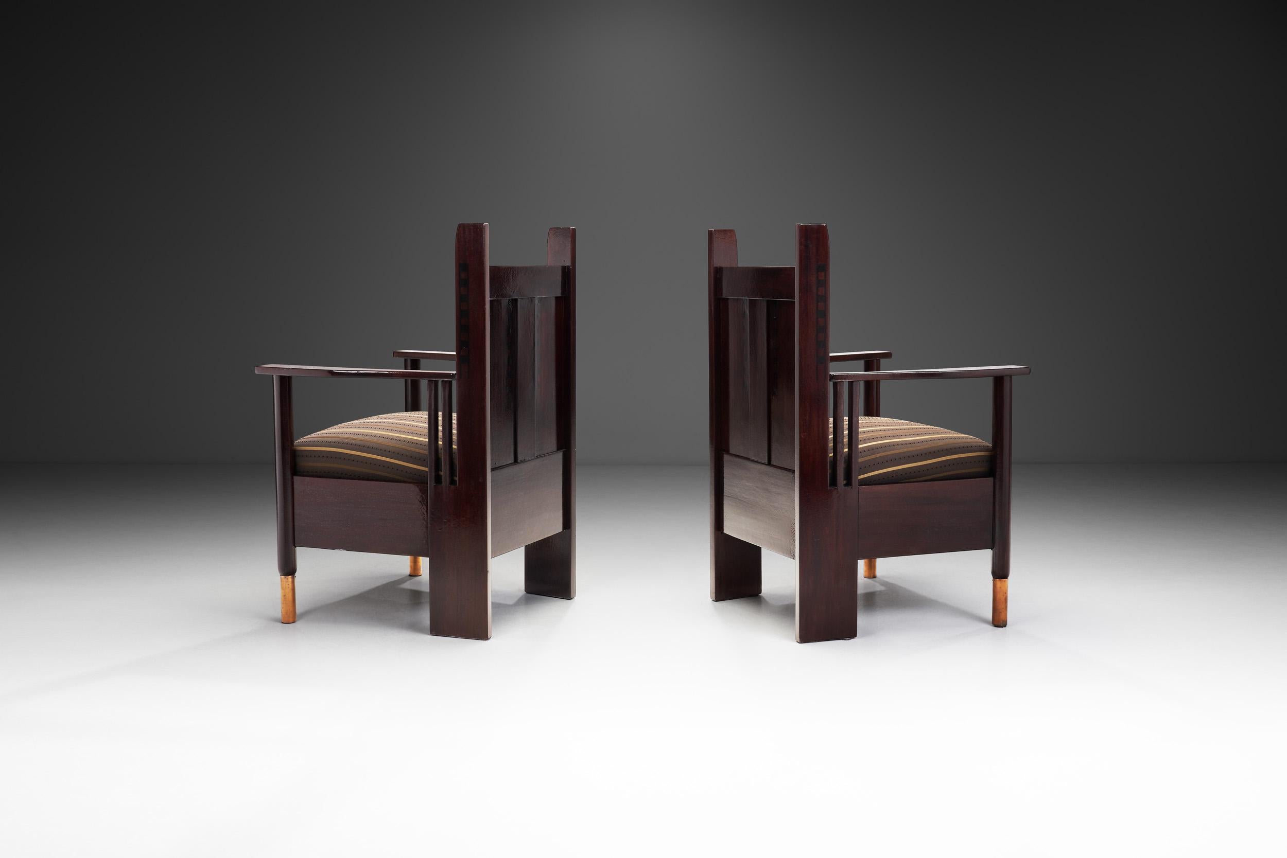 Art Nouveau Pair of Jugend Armchairs by Bernhard Häkli, Finland 1910s