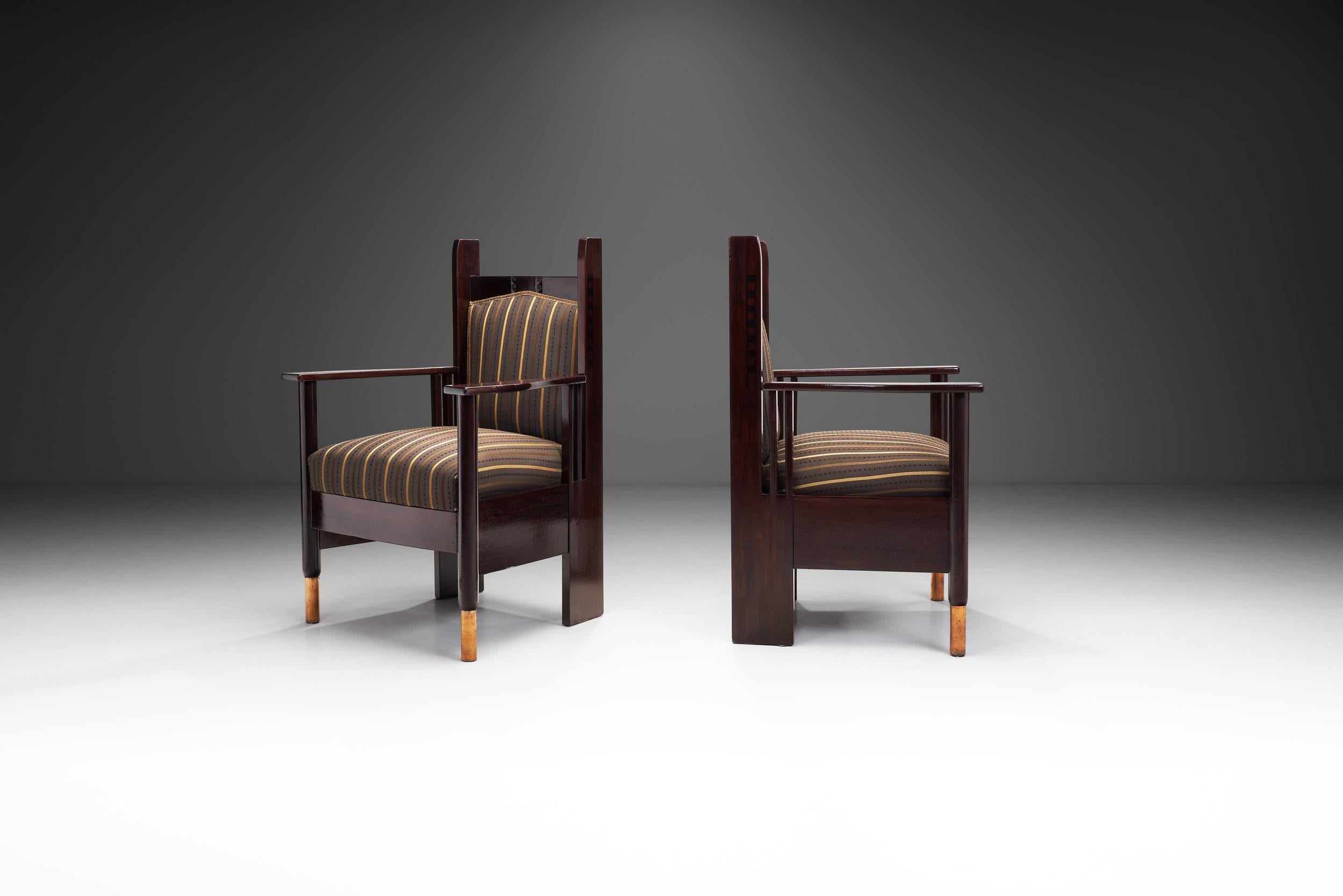 Finnish Pair of Jugend Armchairs by Bernhard Häkli, Finland 1910s