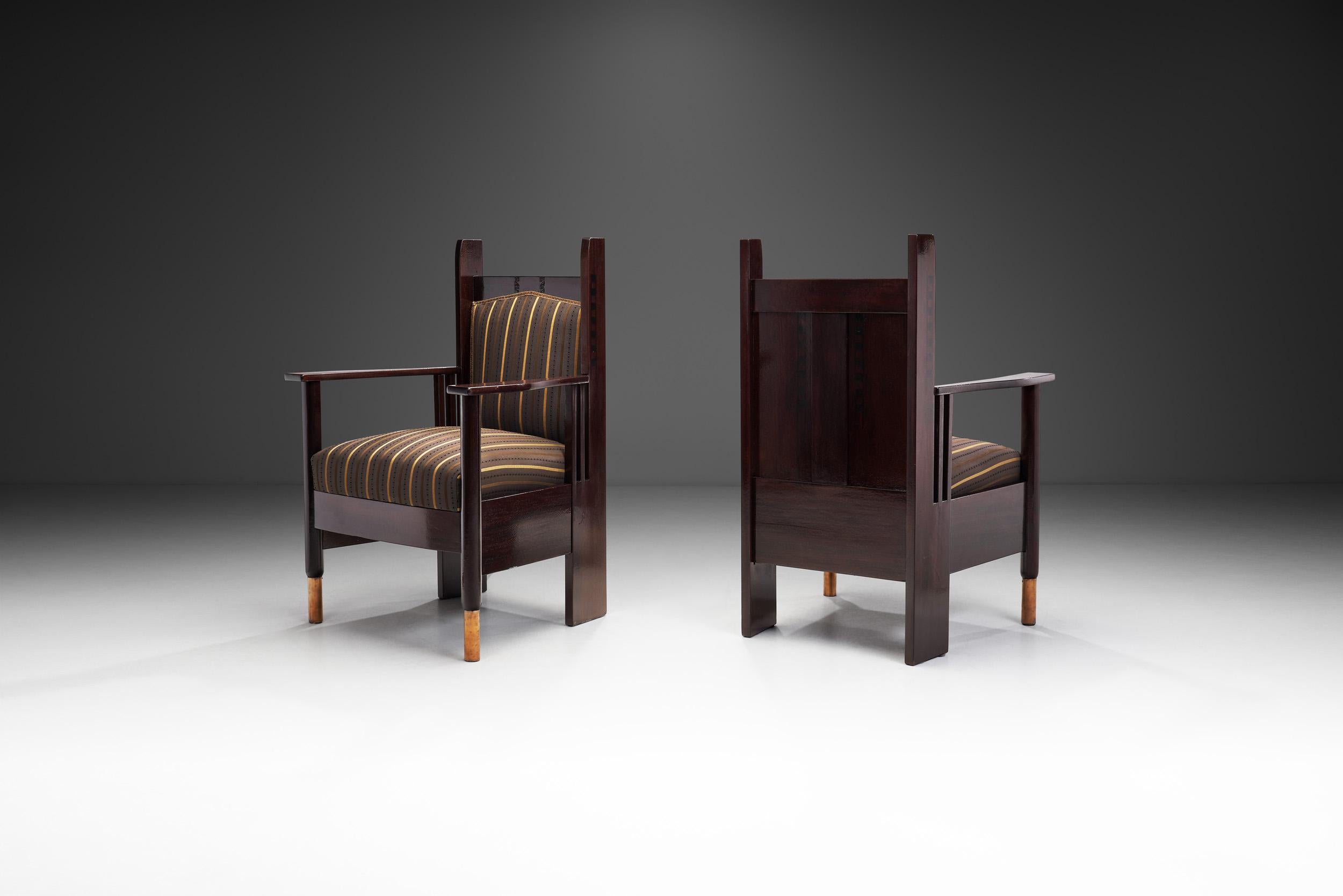 Pair of Jugend Armchairs by Bernhard Häkli, Finland 1910s In Good Condition In Utrecht, NL