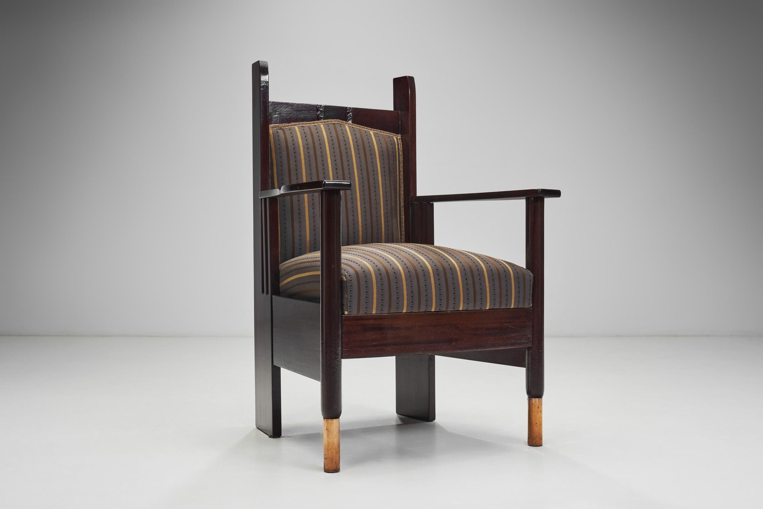 Copper Pair of Jugend Armchairs by Bernhard Häkli, Finland 1910s