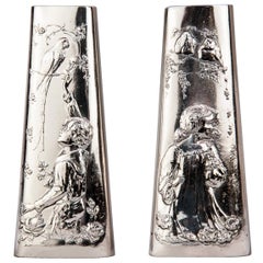 Paar Jugendstil-Vasen aus Alpaka, um 1908