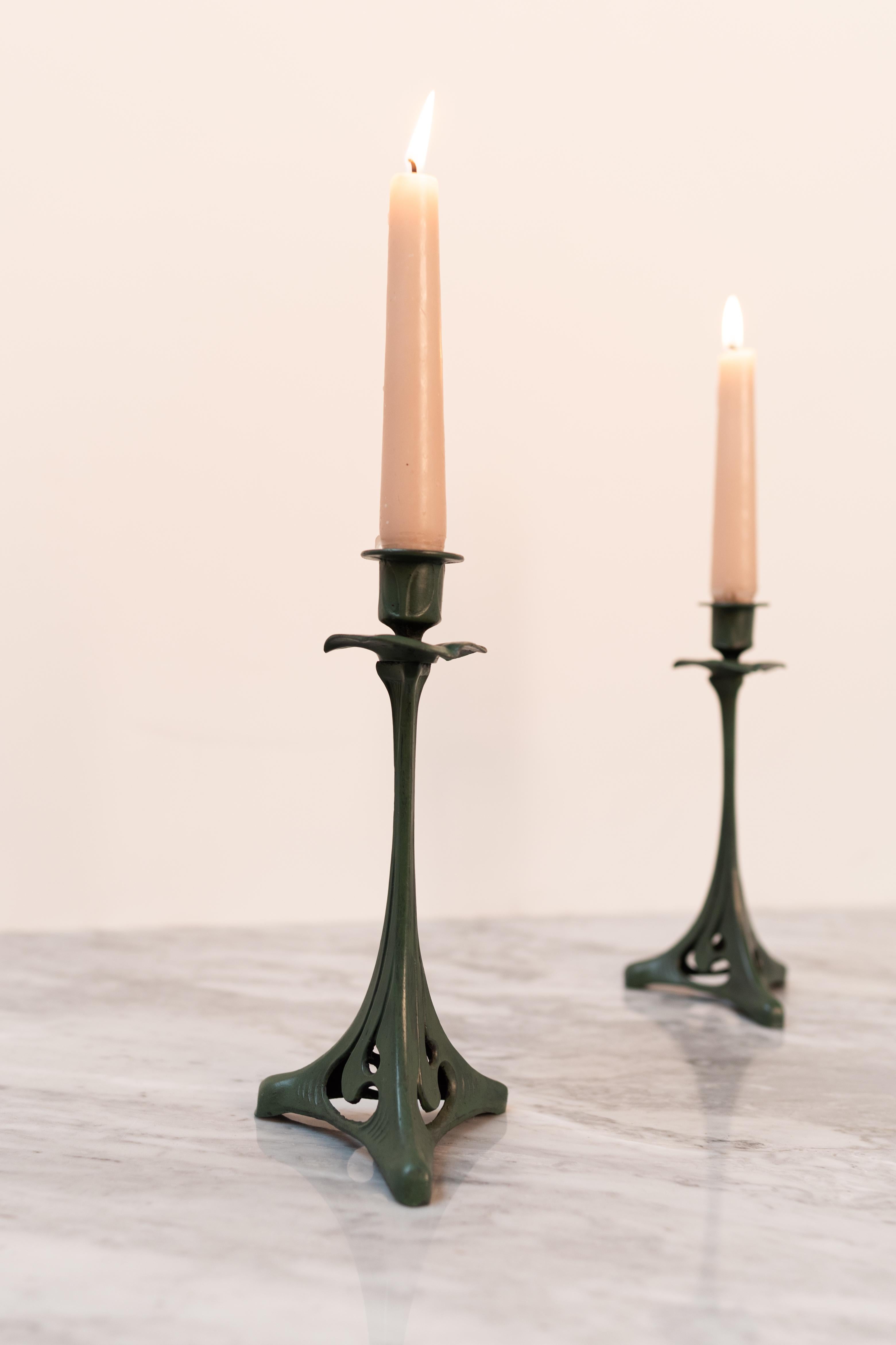 20th Century Pair of Jugendstil candle holders 