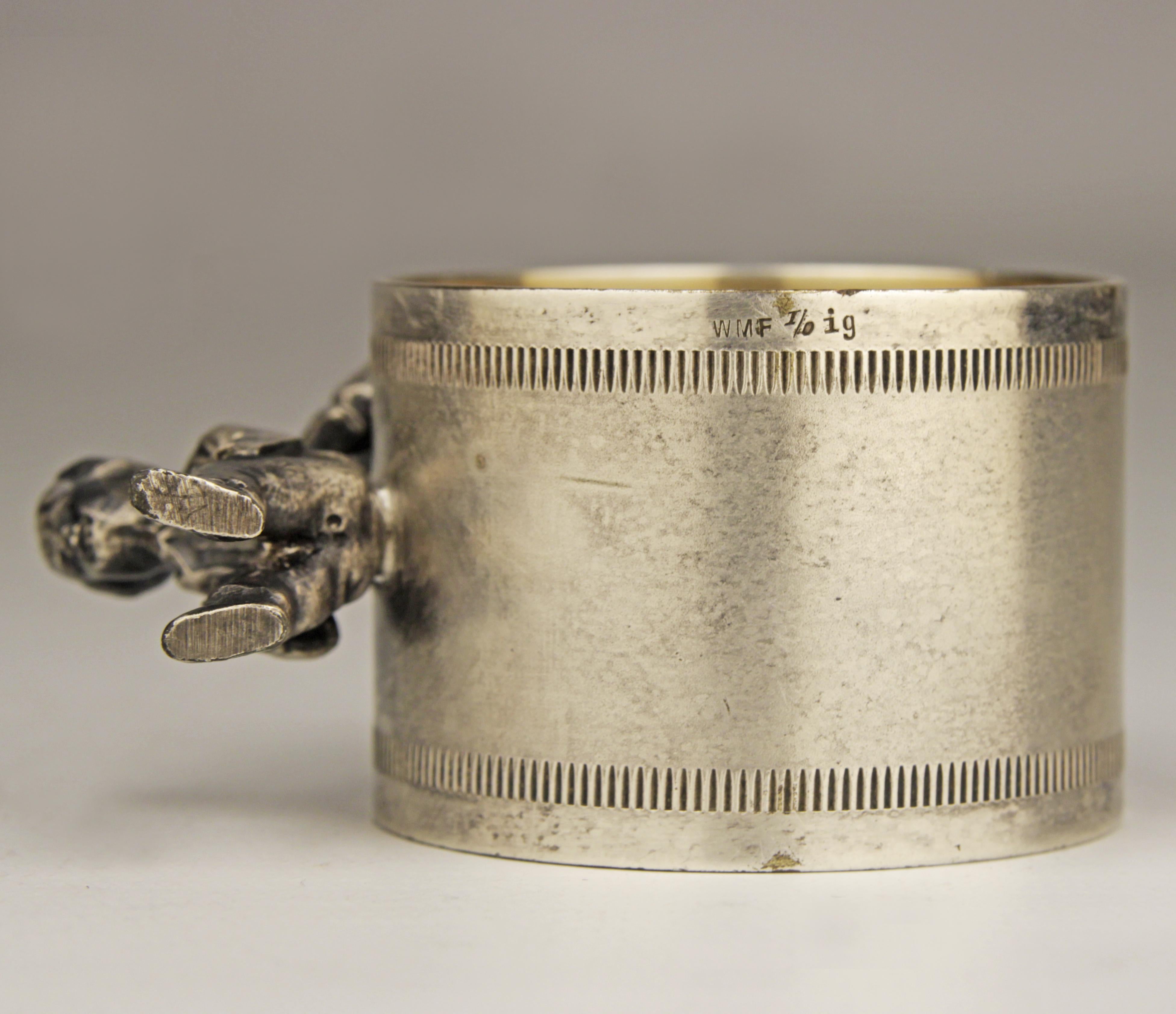 Silver Plate Pair of Jugendstil Silver Napkin Rings and Decorative Box by German Makers WMF For Sale
