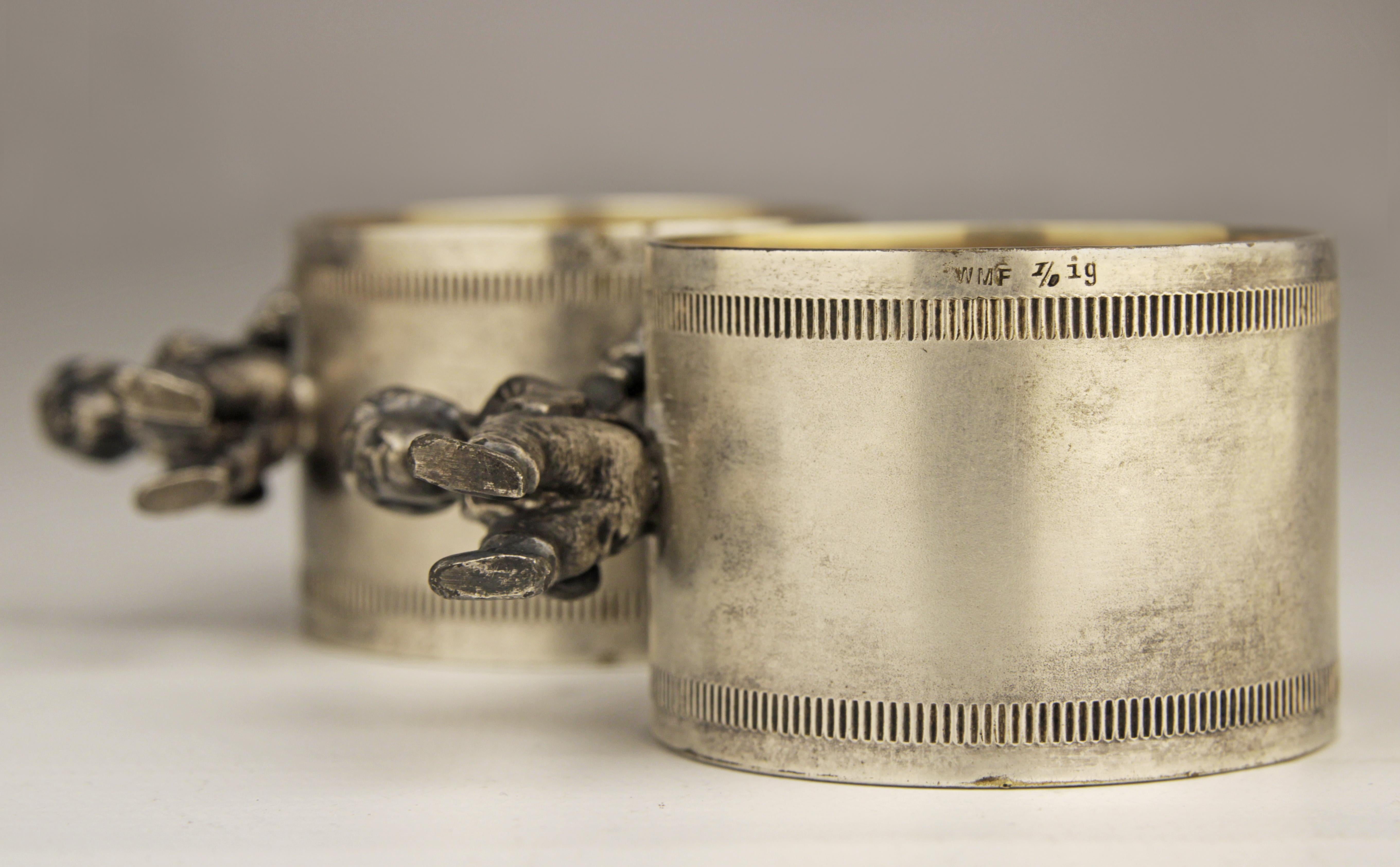 Pair of Jugendstil Silver Napkin Rings and Decorative Box by German Makers WMF For Sale 1