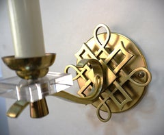 Pair of Jules Leleu 1950's Bronze Wall Sconces